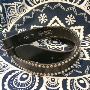Black leather studded belt Size 34